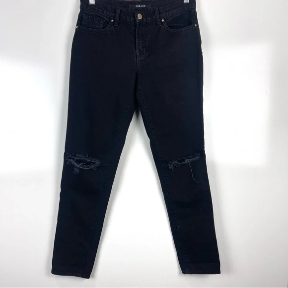J Brand Distressed Jake Slim Boyfriend Jeans Black Size 25 - Picture 1 of 8
